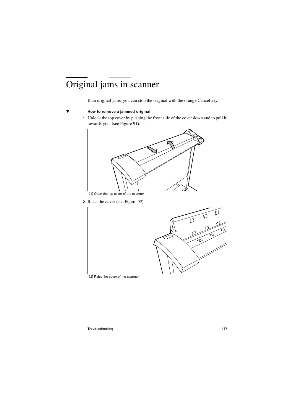 Original jams in scanner, Original jams in scanner 177 | IBM Oce TDS400 User Manual | Page 177 / 239