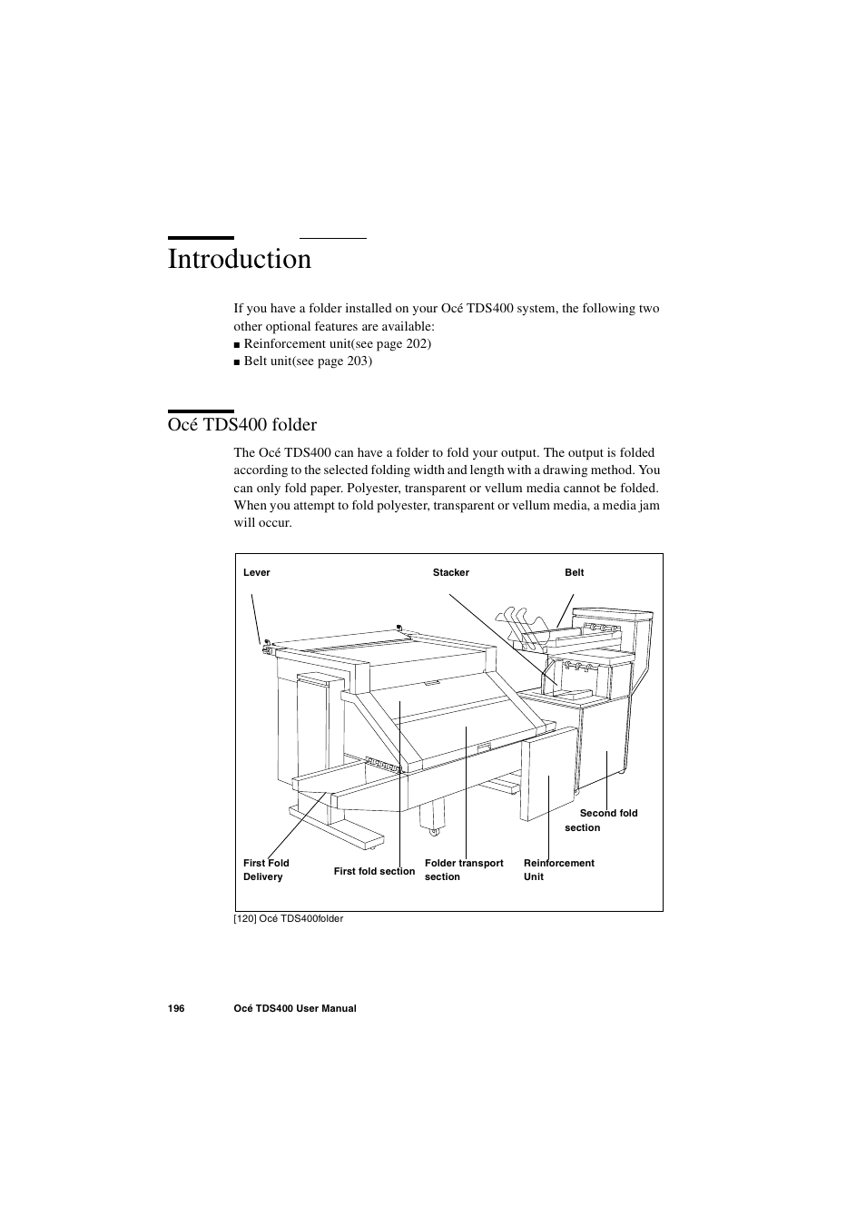 Introduction, Océ tds400 folder, Introduction 196 | Océ tds400 folder 196 | IBM Oce TDS400 User Manual | Page 196 / 239