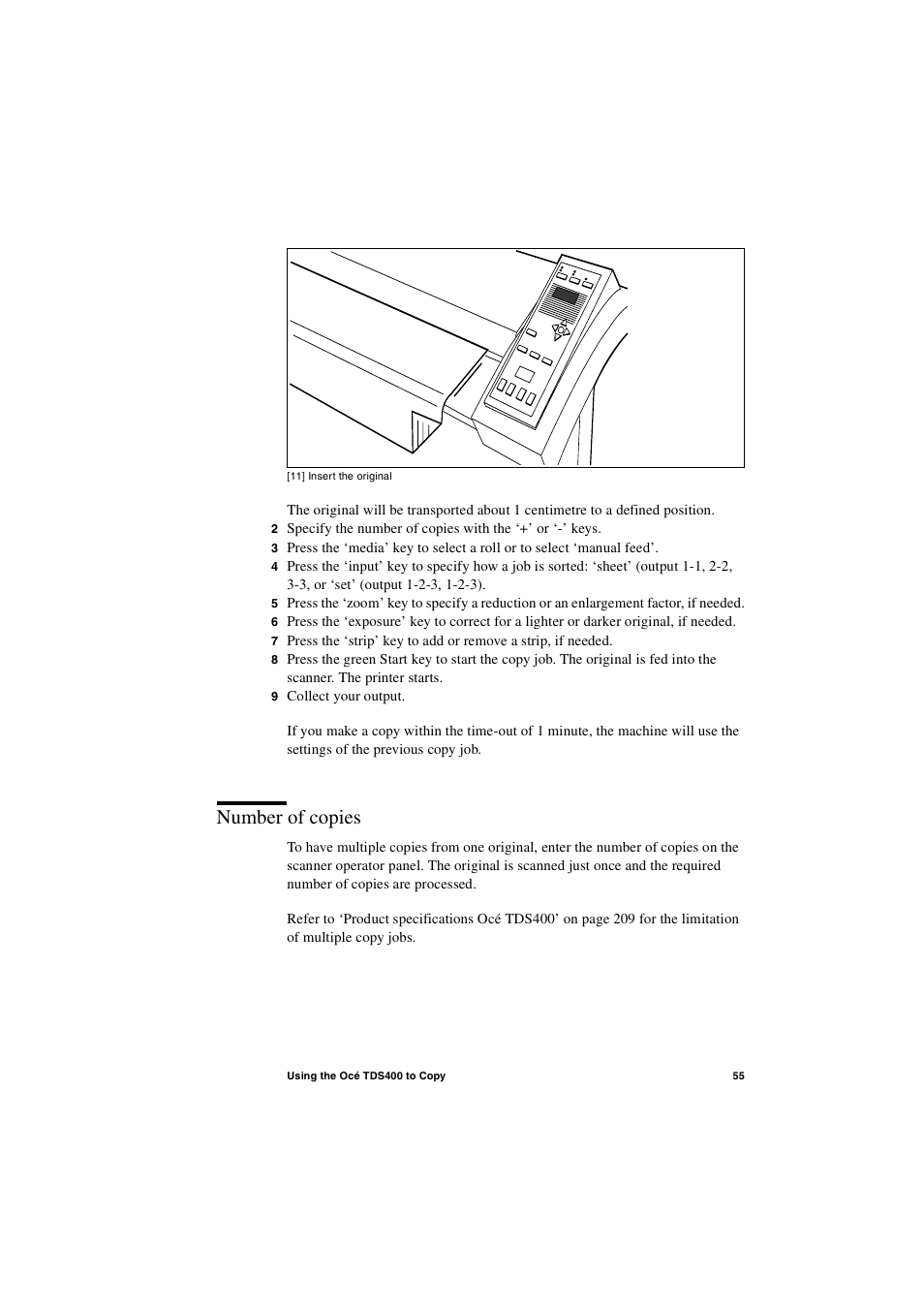 Number of copies, Number of copies 55 | IBM Oce TDS400 User Manual | Page 55 / 239