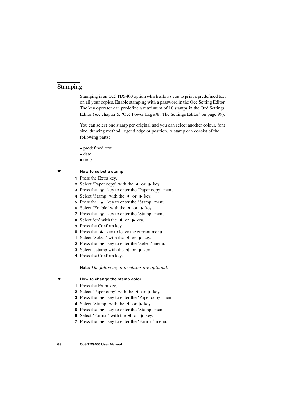 Stamping, Stamping 68 | IBM Oce TDS400 User Manual | Page 68 / 239