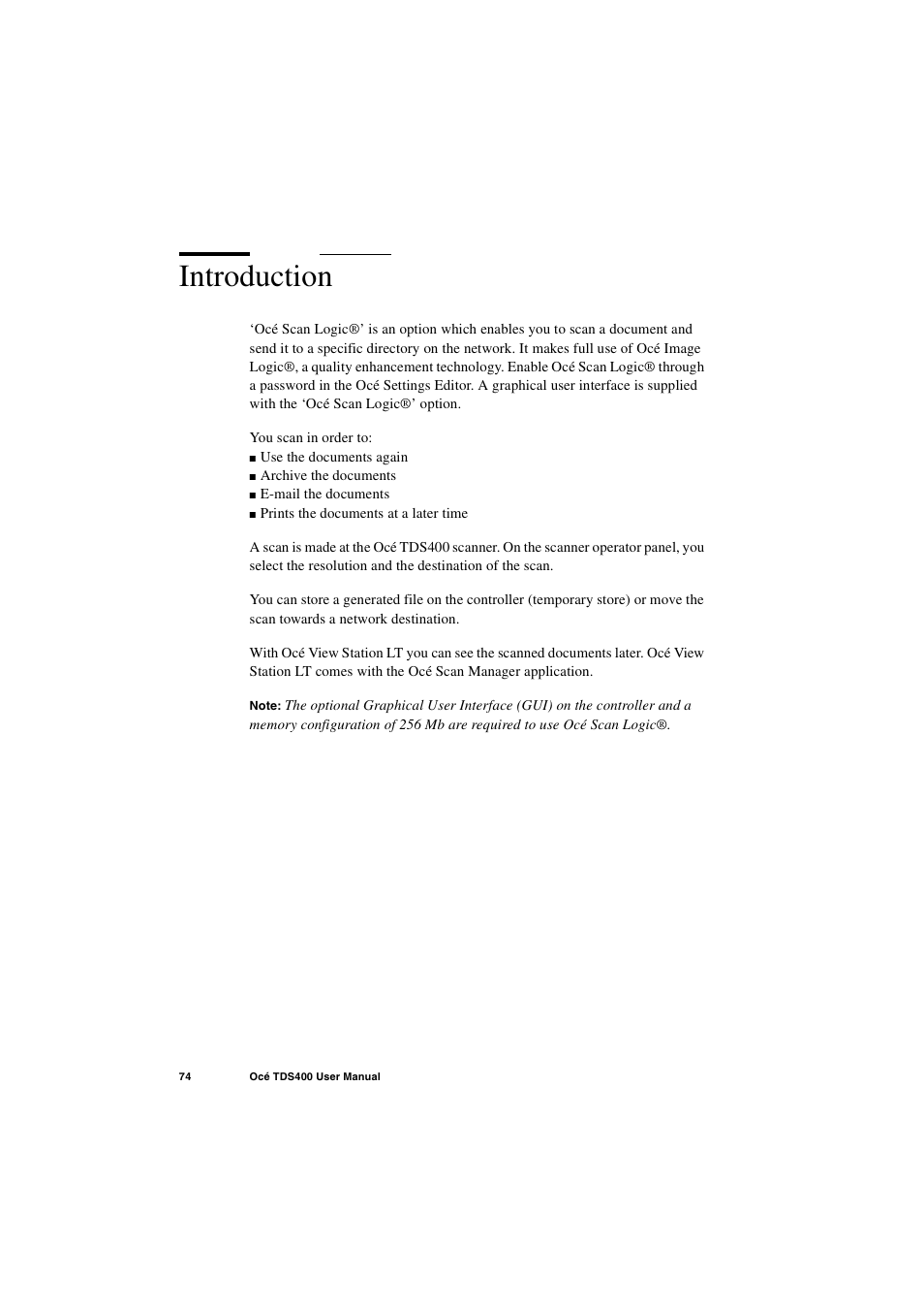 Introduction, Introduction 74 | IBM Oce TDS400 User Manual | Page 74 / 239