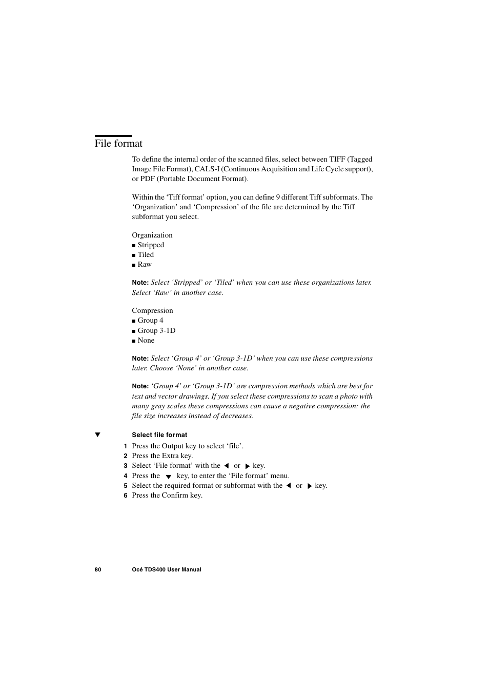 File format, File format 80 | IBM Oce TDS400 User Manual | Page 80 / 239