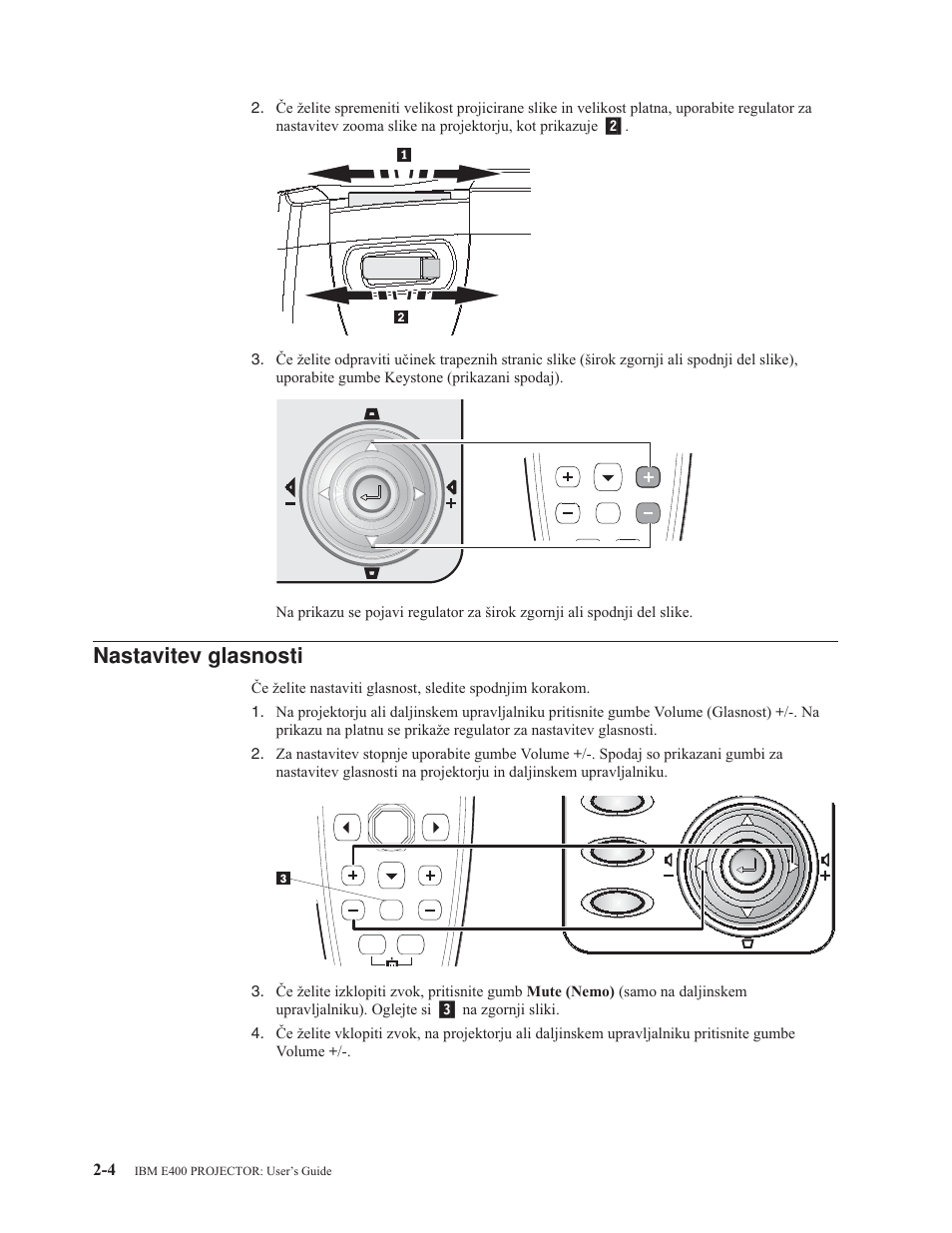 Nastavitev glasnosti, Nastavitev, Glasnosti | IBM E400 User Manual | Page 24 / 74