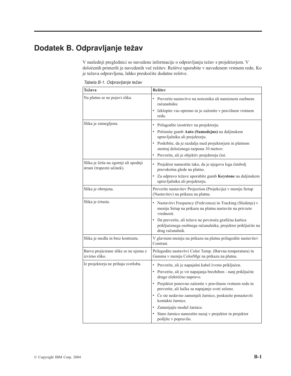 Dodatek b. odpravljanje težav, Dodatek, Odpravljanje | Težav | IBM E400 User Manual | Page 43 / 74