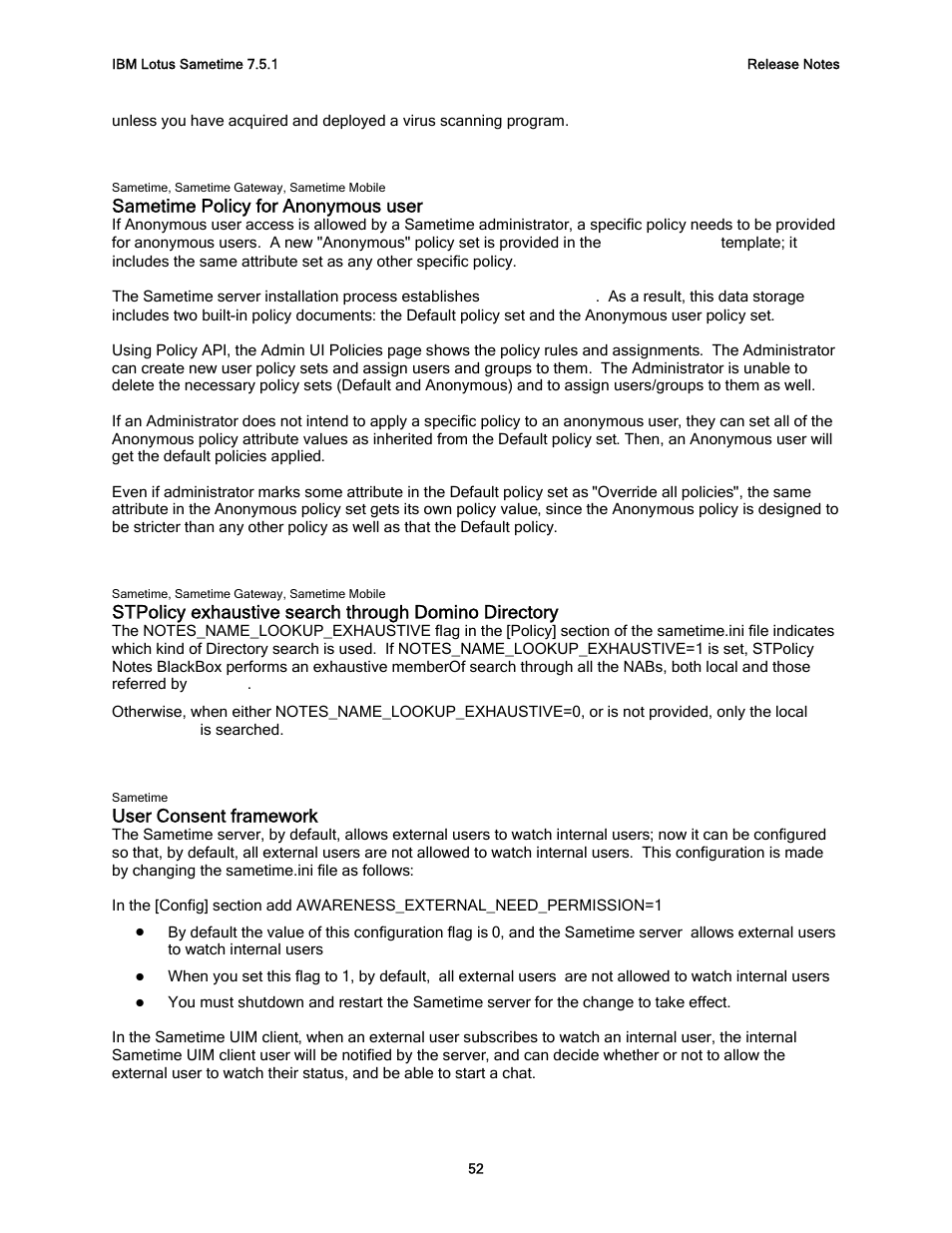 Sametime policy for anonymous user, User consent framework | IBM G325-2585-02 User Manual | Page 58 / 90