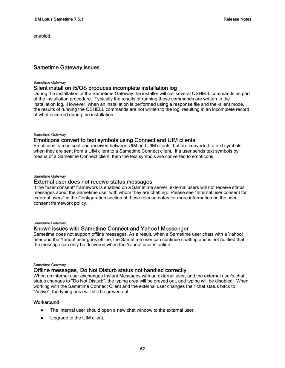 Sametime gateway issues, External user does not receive status messages | IBM G325-2585-02 User Manual | Page 68 / 90