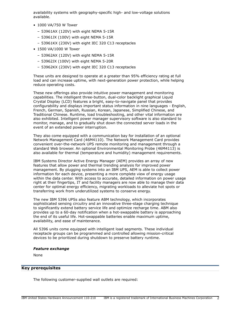 Key prerequisites | IBM 1500VA User Manual | Page 2 / 20