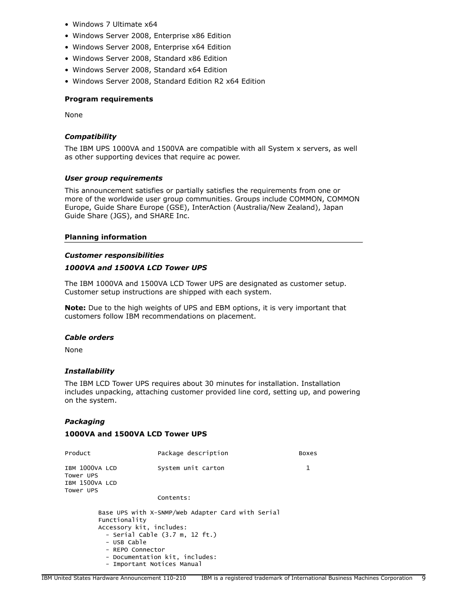 IBM 1500VA User Manual | Page 9 / 20