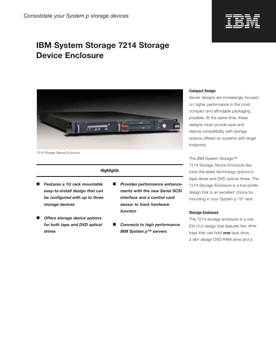 IBM Storage Device Enclosure 7214 User Manual | 4 pages