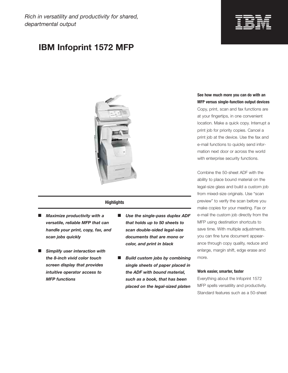 IBM 1572 MFP User Manual | 8 pages