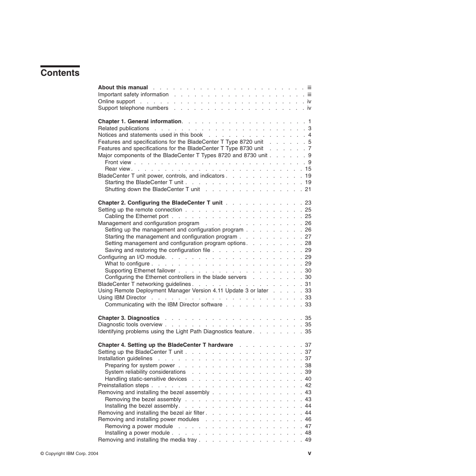 IBM BladeCenter T Type 8720 User Manual | Page 7 / 180