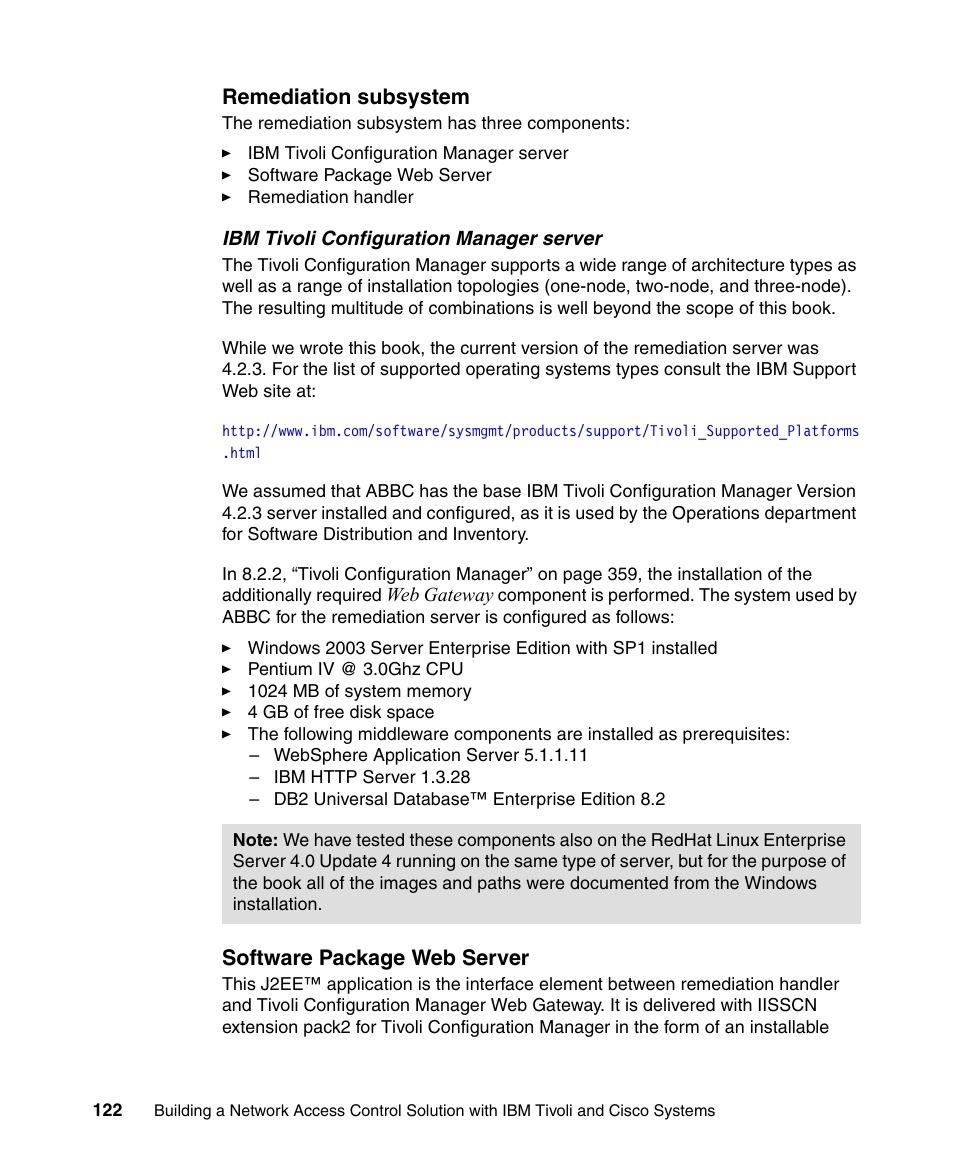 Remediation subsystem, Software package web server | IBM Tivoli and Cisco User Manual | Page 140 / 516