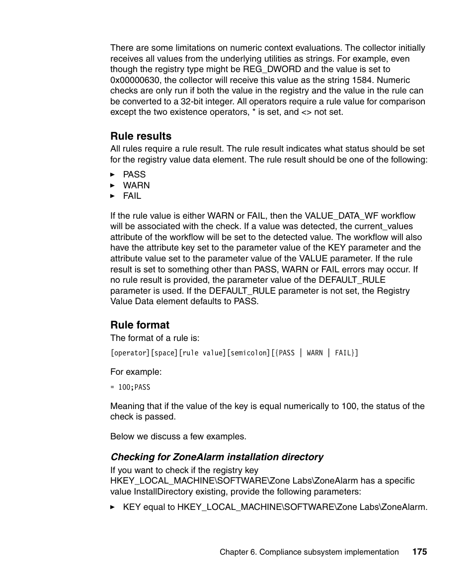 Rule results, Rule format | IBM Tivoli and Cisco User Manual | Page 193 / 516
