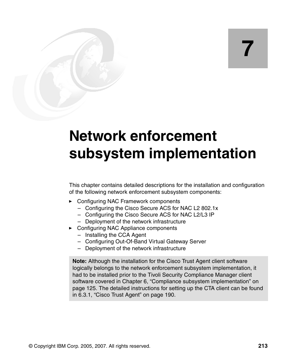 Network enforcement subsystem implementation | IBM Tivoli and Cisco User Manual | Page 231 / 516