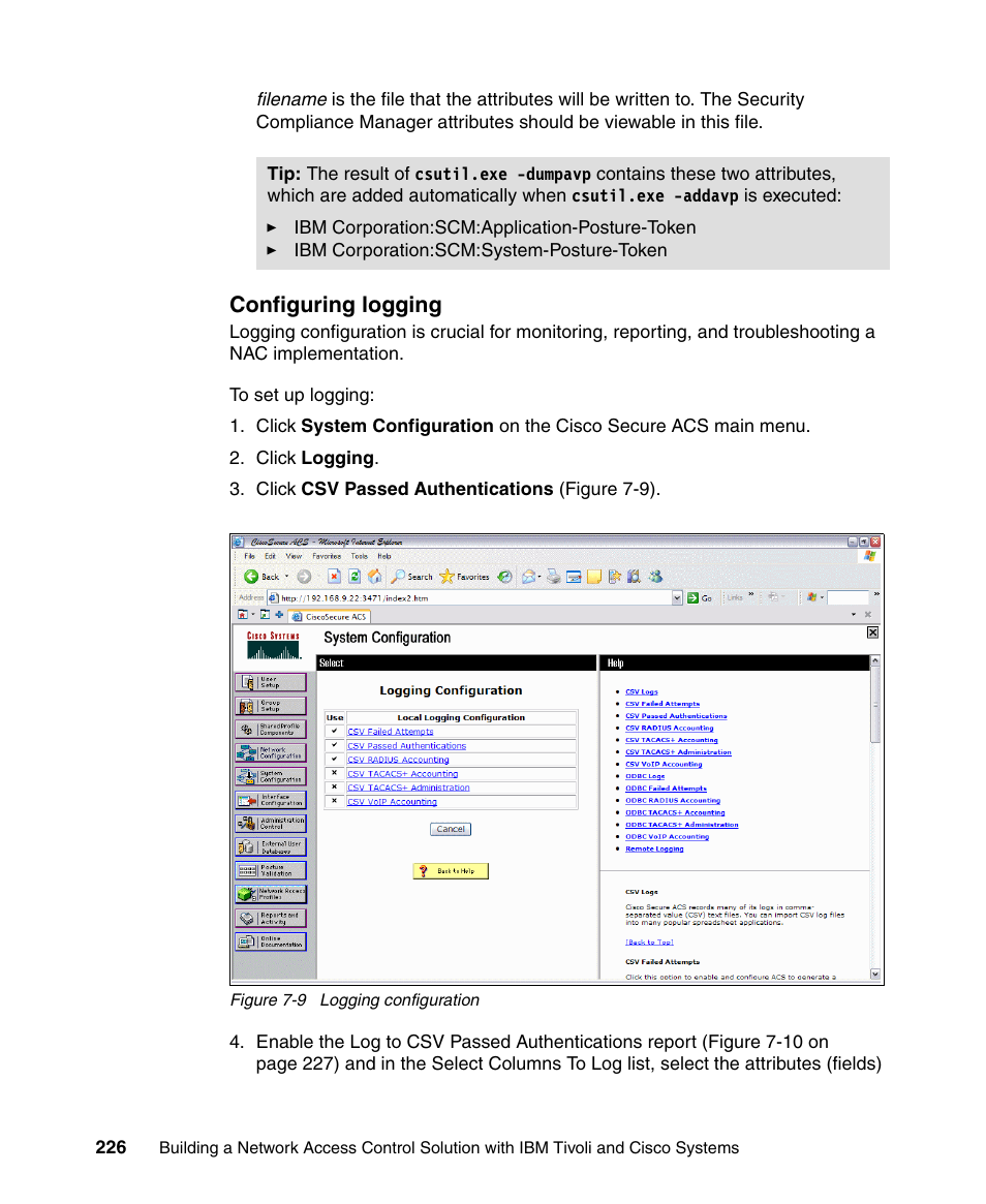 Configuring logging | IBM Tivoli and Cisco User Manual | Page 244 / 516