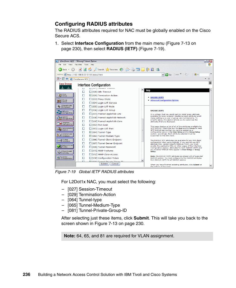 Configuring radius attributes | IBM Tivoli and Cisco User Manual | Page 254 / 516