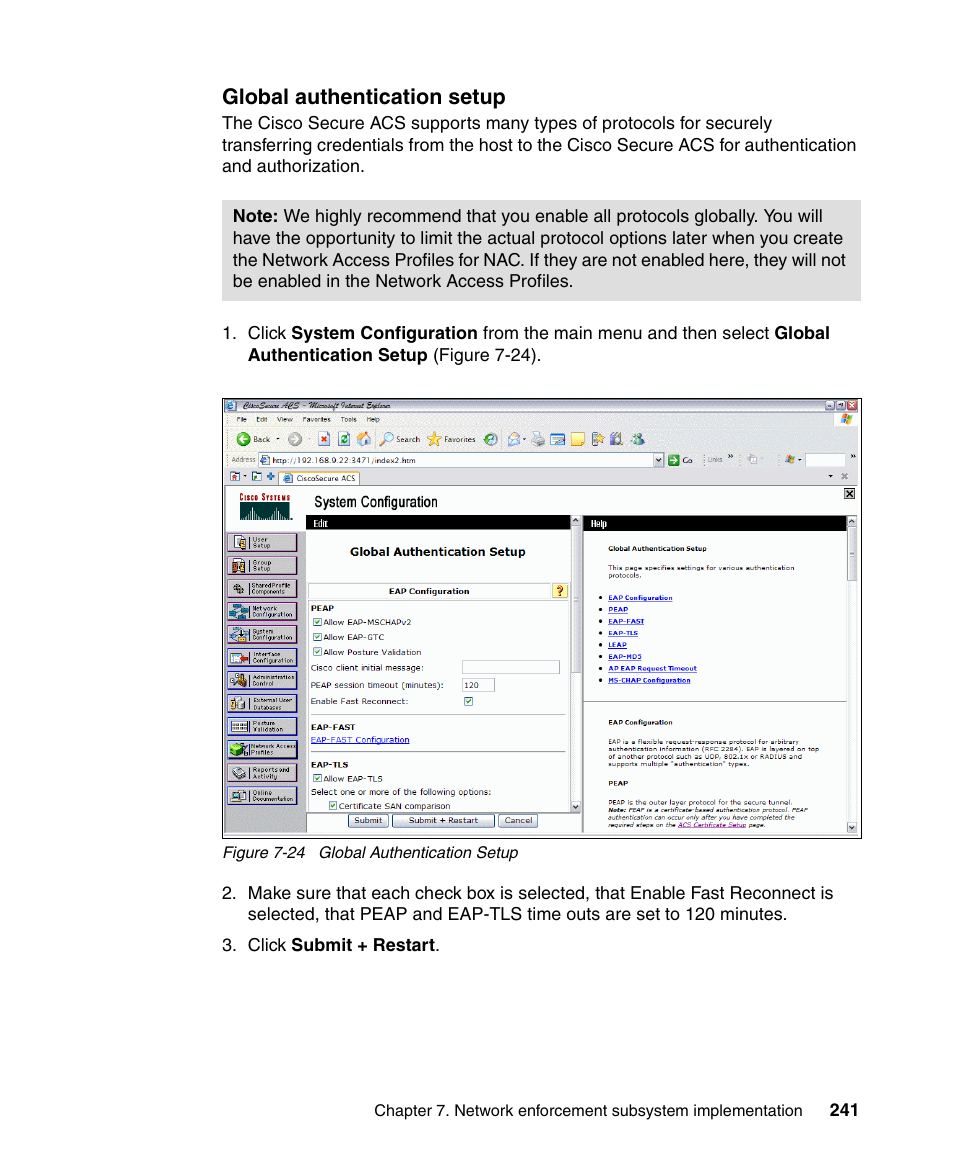 Global authentication setup | IBM Tivoli and Cisco User Manual | Page 259 / 516