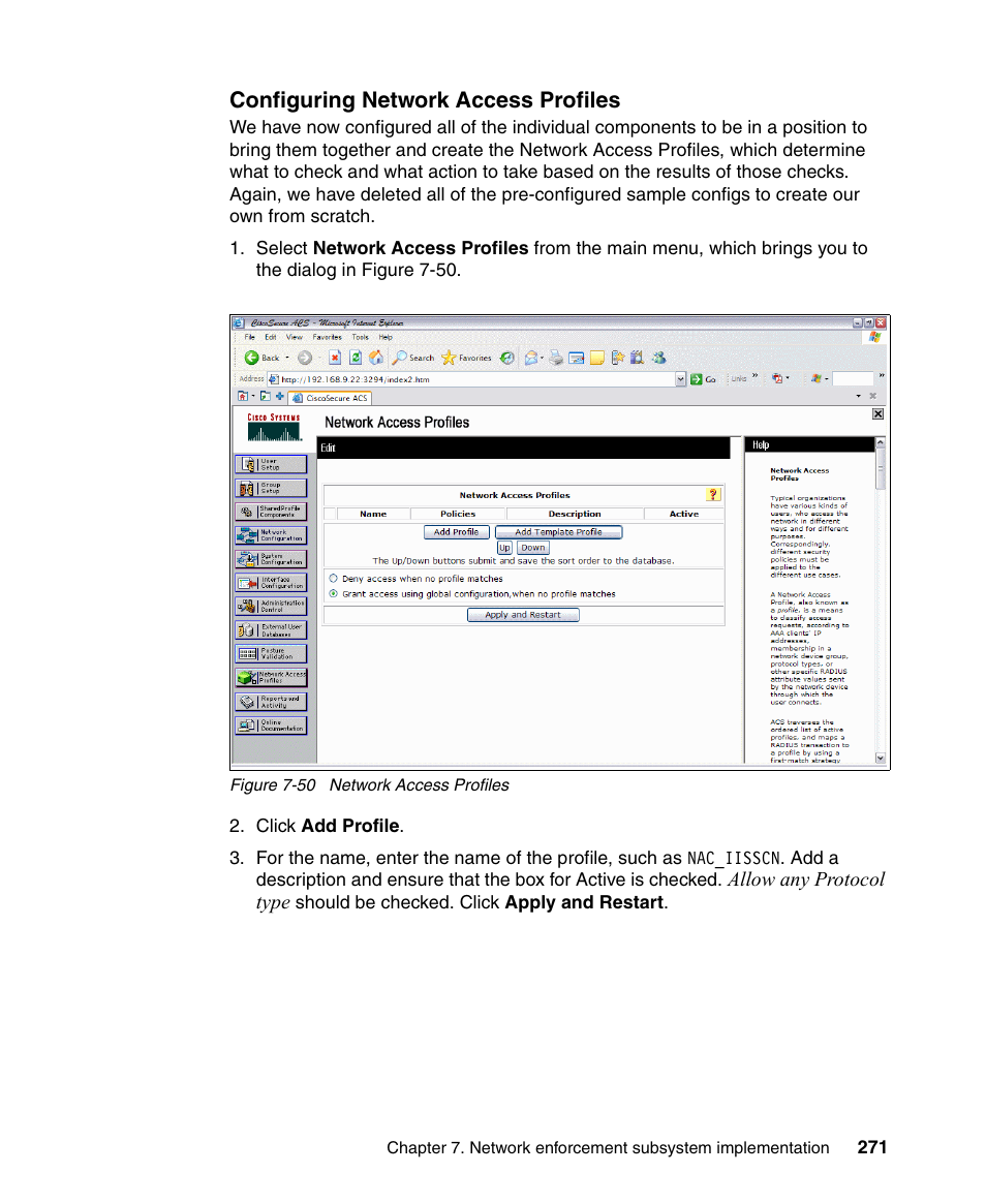 Configuring network access profiles | IBM Tivoli and Cisco User Manual | Page 289 / 516