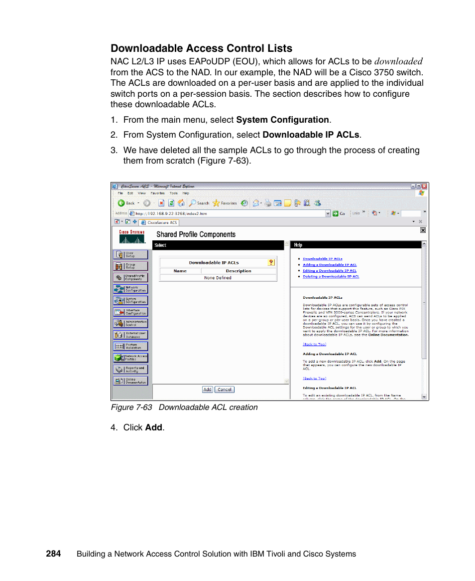 Downloadable access control lists | IBM Tivoli and Cisco User Manual | Page 302 / 516