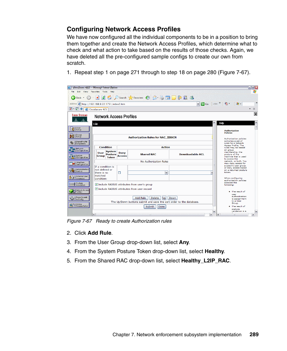 Configuring network access profiles | IBM Tivoli and Cisco User Manual | Page 307 / 516