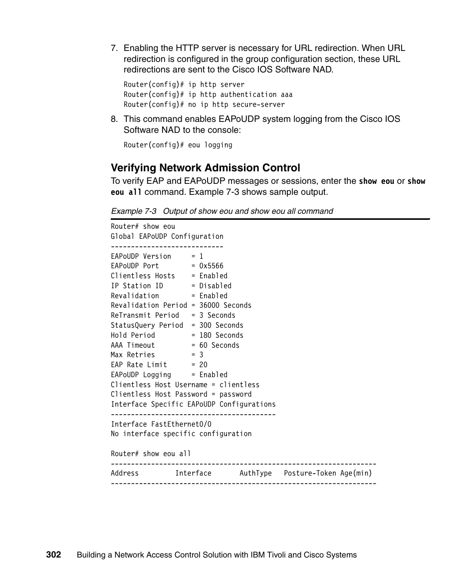 Verifying network admission control | IBM Tivoli and Cisco User Manual | Page 320 / 516