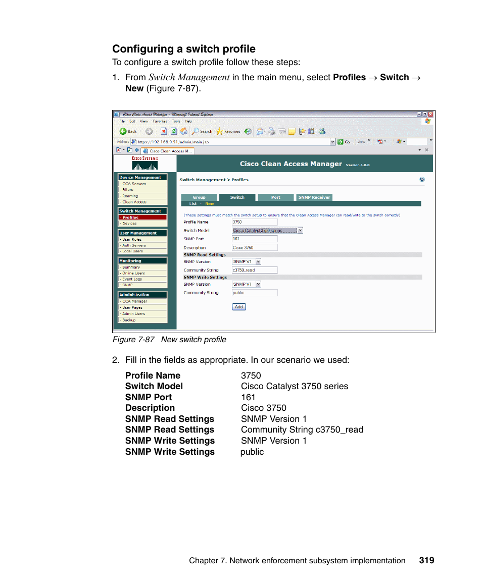 Configuring a switch profile | IBM Tivoli and Cisco User Manual | Page 337 / 516