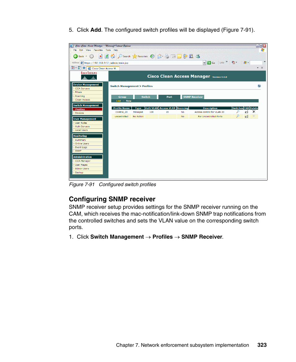 Configuring snmp receiver | IBM Tivoli and Cisco User Manual | Page 341 / 516