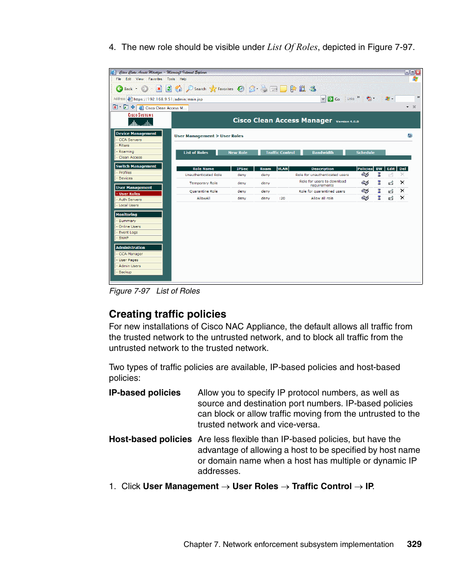 Creating traffic policies | IBM Tivoli and Cisco User Manual | Page 347 / 516