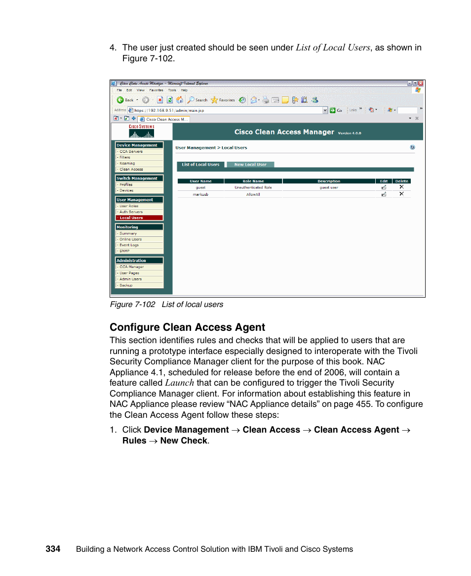 Configure clean access agent | IBM Tivoli and Cisco User Manual | Page 352 / 516
