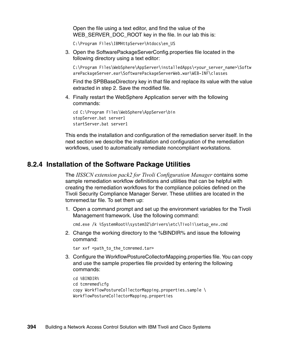 4 installation of the software package utilities | IBM Tivoli and Cisco User Manual | Page 412 / 516