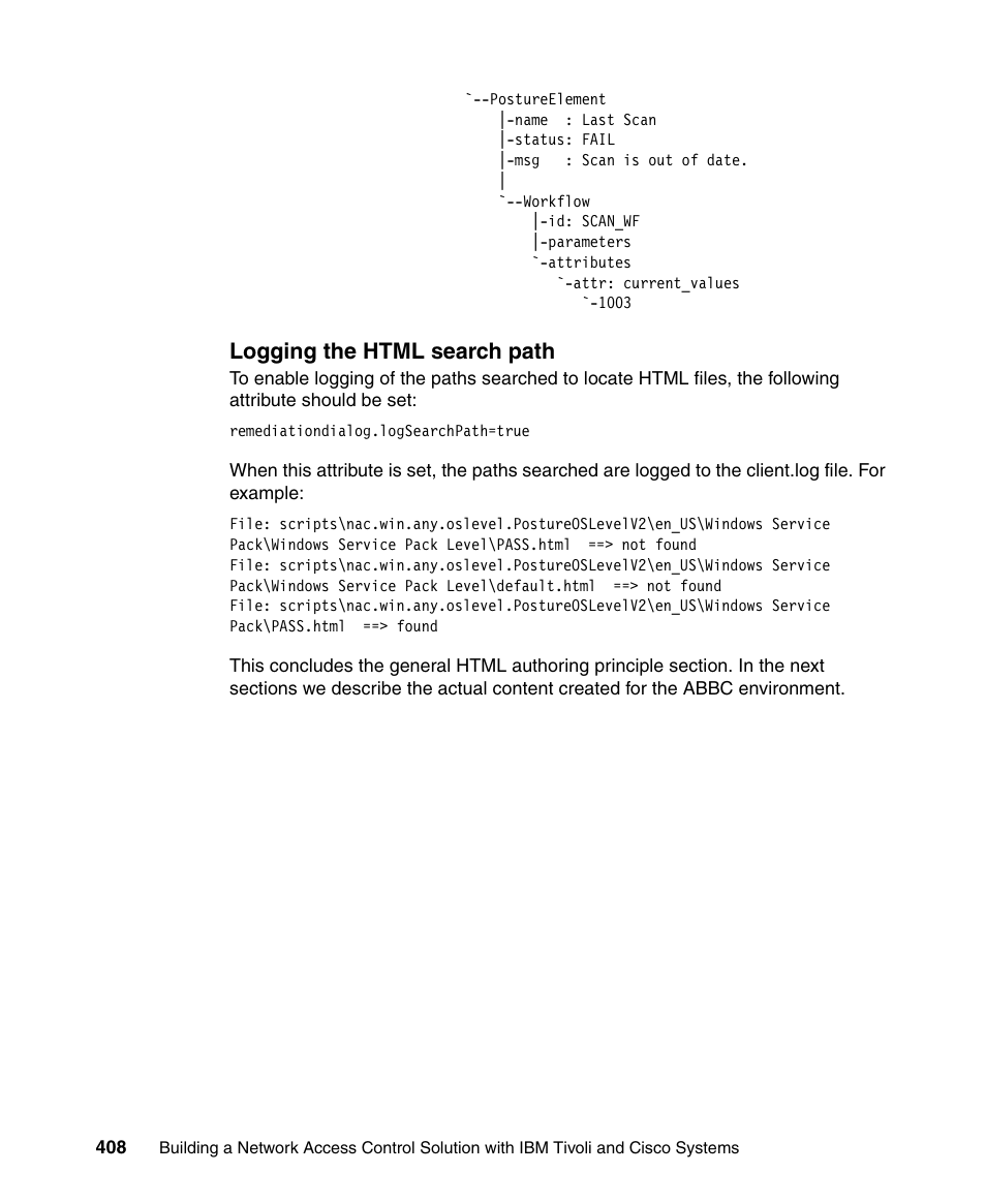 Logging the html search path | IBM Tivoli and Cisco User Manual | Page 426 / 516