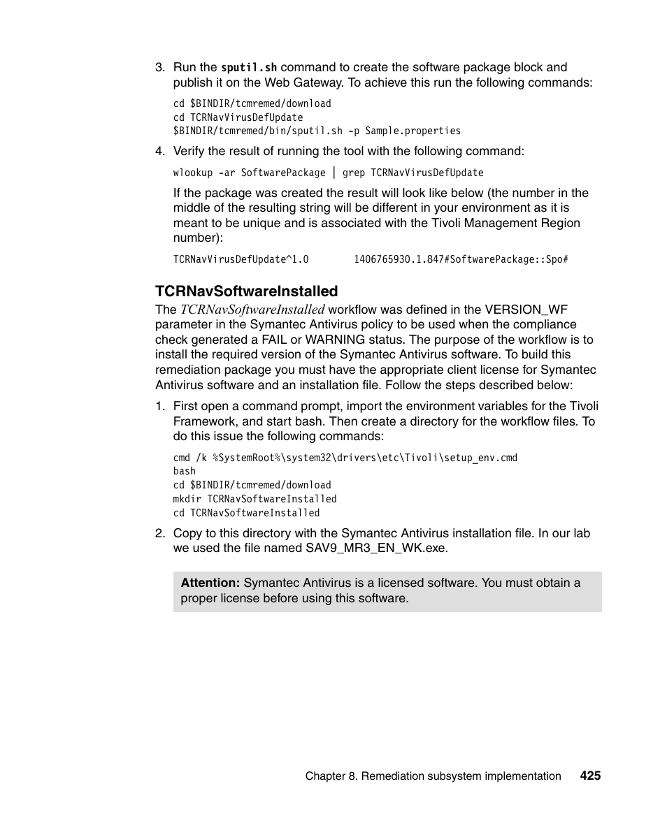 Tcrnavsoftwareinstalled | IBM Tivoli and Cisco User Manual | Page 443 / 516