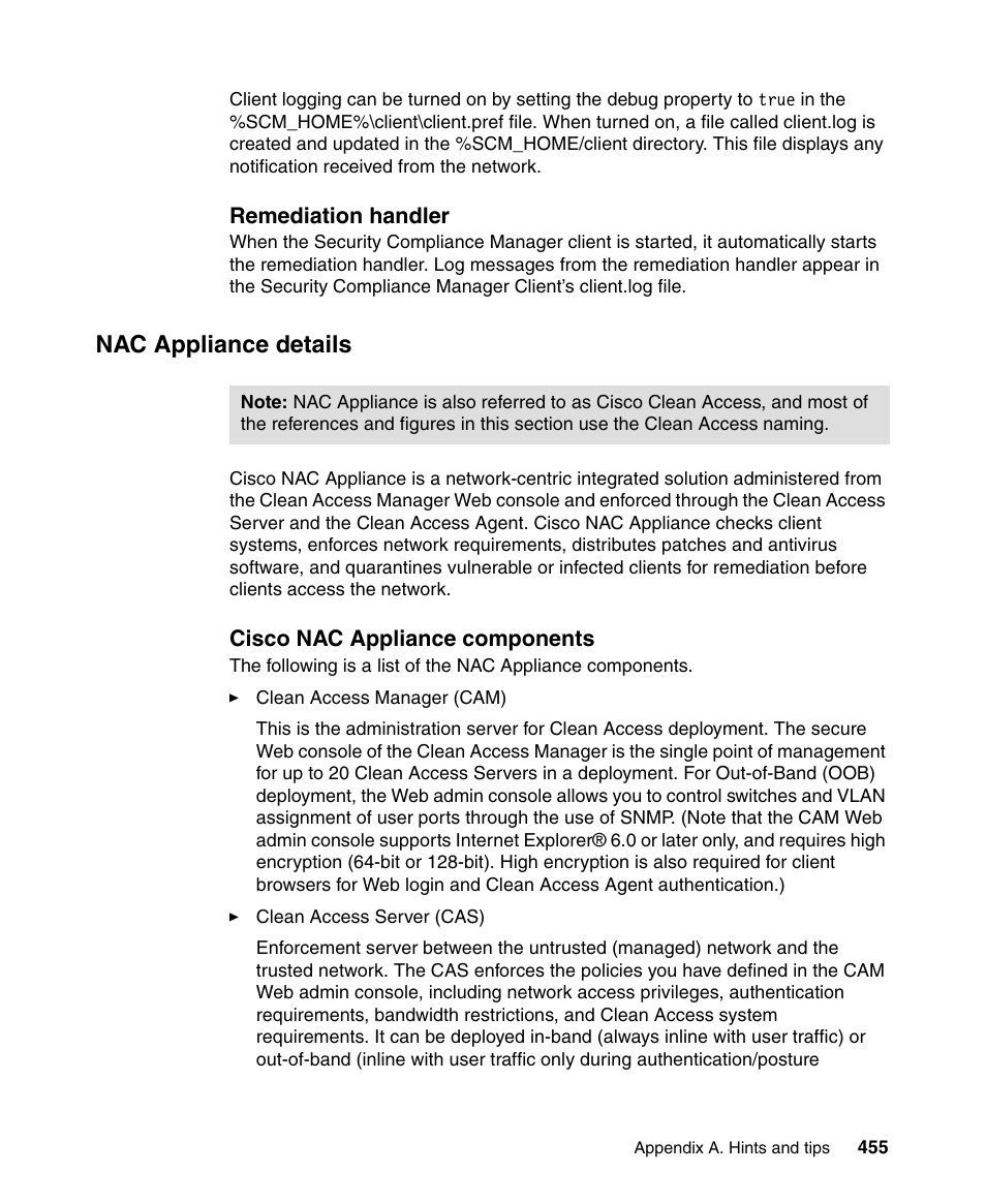 Nac appliance details | IBM Tivoli and Cisco User Manual | Page 473 / 516