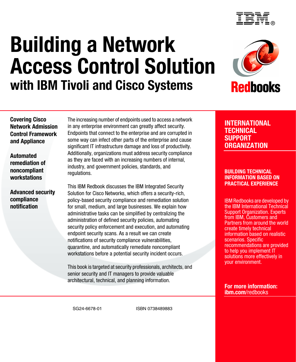 Back cover, Building a network access control solution, With ibm tivoli and cisco systems | IBM Tivoli and Cisco User Manual | Page 516 / 516
