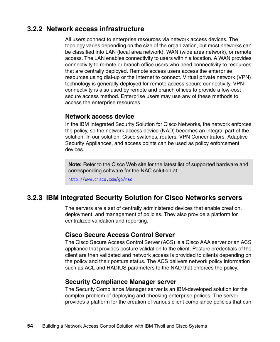 2 network access infrastructure | IBM Tivoli and Cisco User Manual | Page 72 / 516