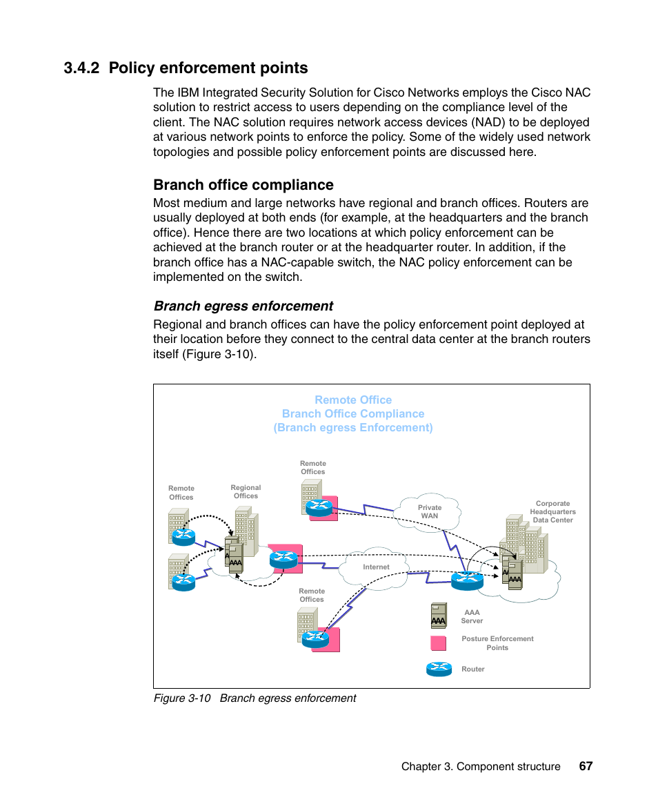 2 policy enforcement points, Branch office compliance, Branch egress enforcement | IBM Tivoli and Cisco User Manual | Page 85 / 516