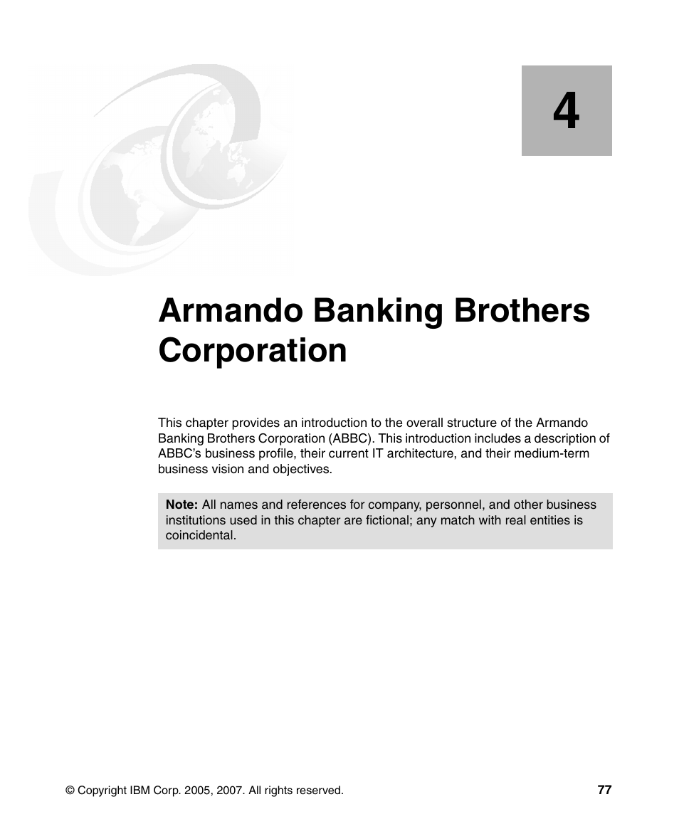 Chapter 4. armando banking brothers corporation, Armando banking brothers corporation | IBM Tivoli and Cisco User Manual | Page 95 / 516