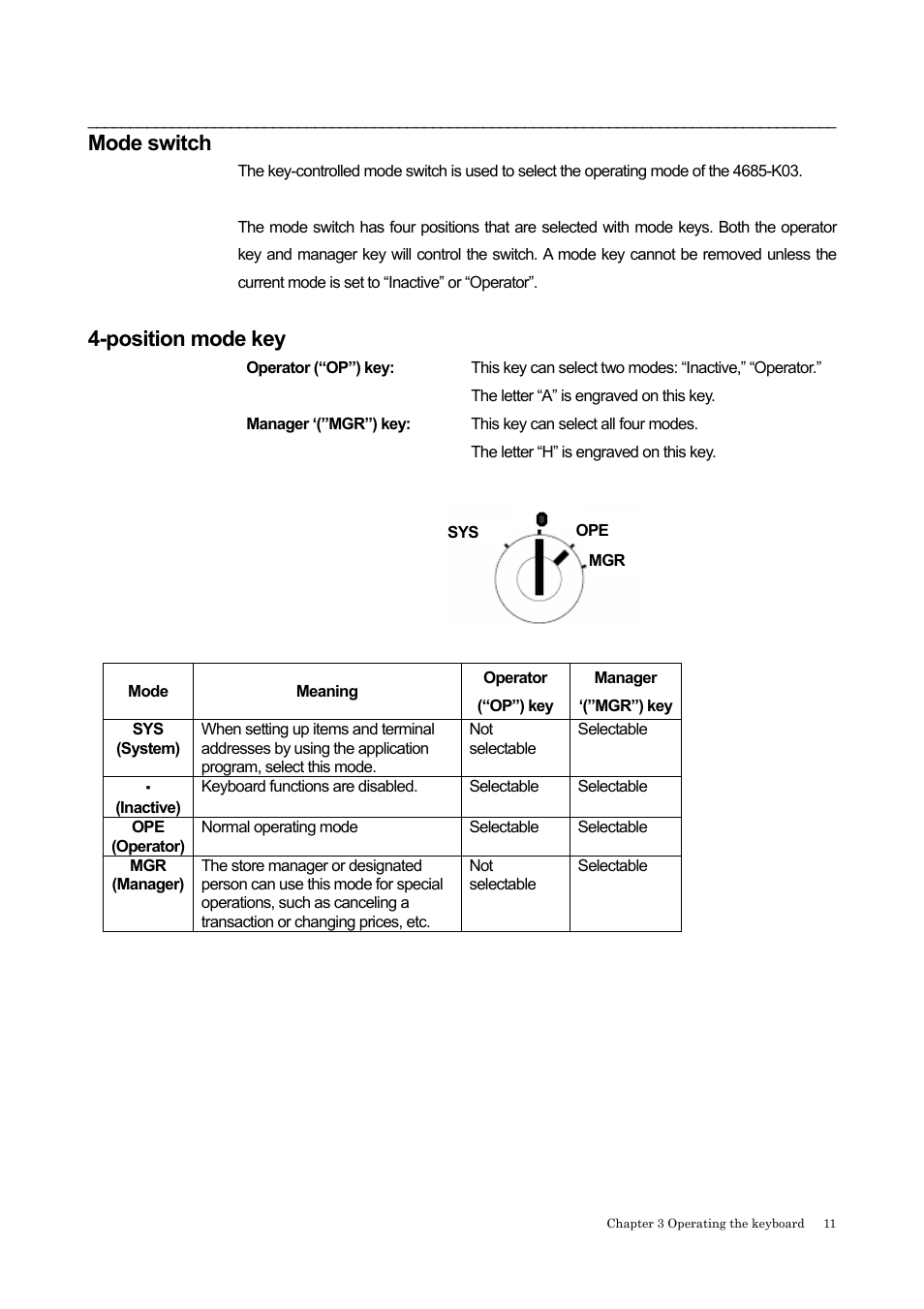 Mode switch, Position mode key | IBM 4685-K03 User Manual | Page 27 / 50