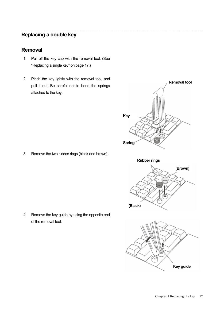 Replacing a double key, Emoval, Removal | IBM 4685-K03 User Manual | Page 33 / 50