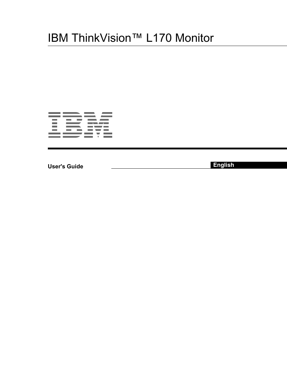 IBM THINKVISIONTM L170 User Manual | 32 pages