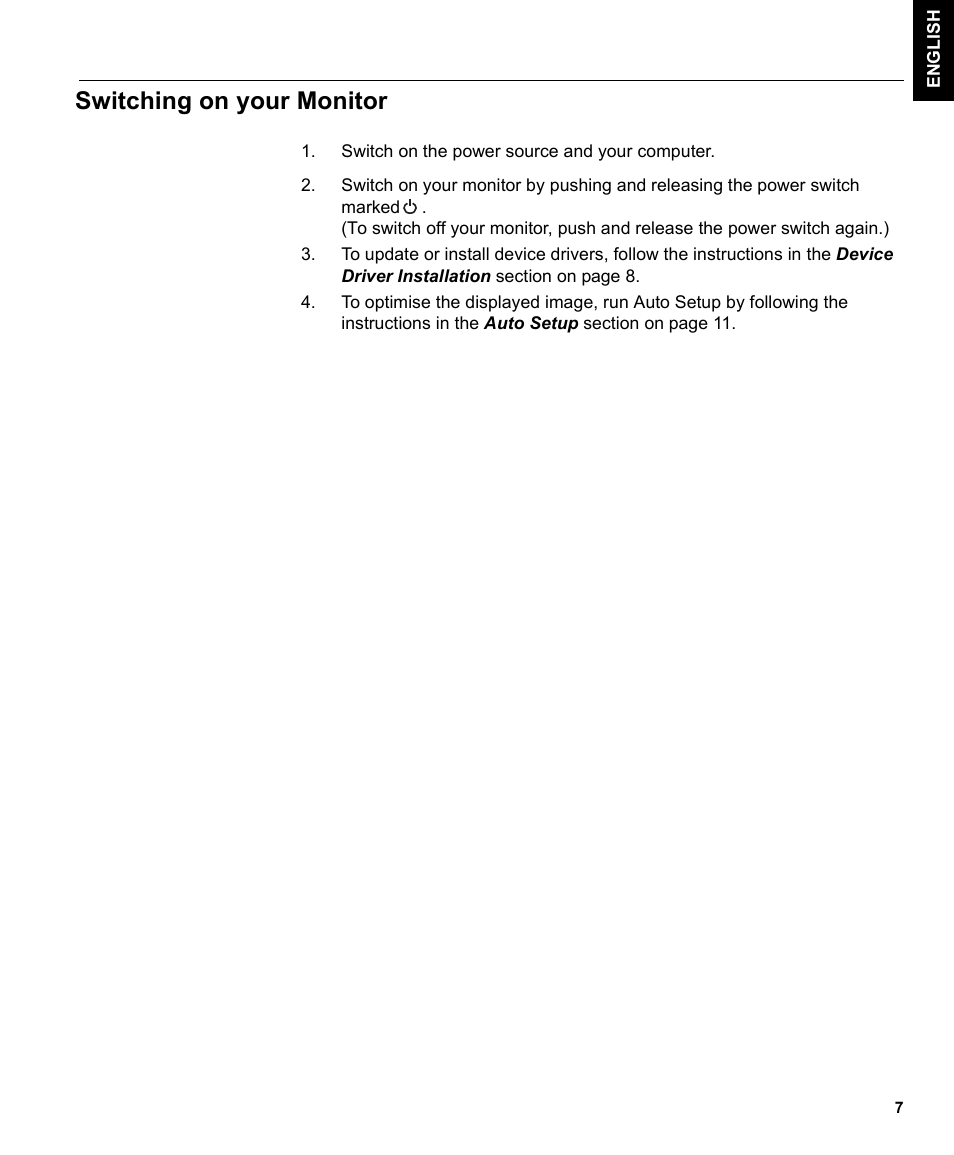 Switching on your monitor | IBM THINKVISIONTM L170 User Manual | Page 9 / 32