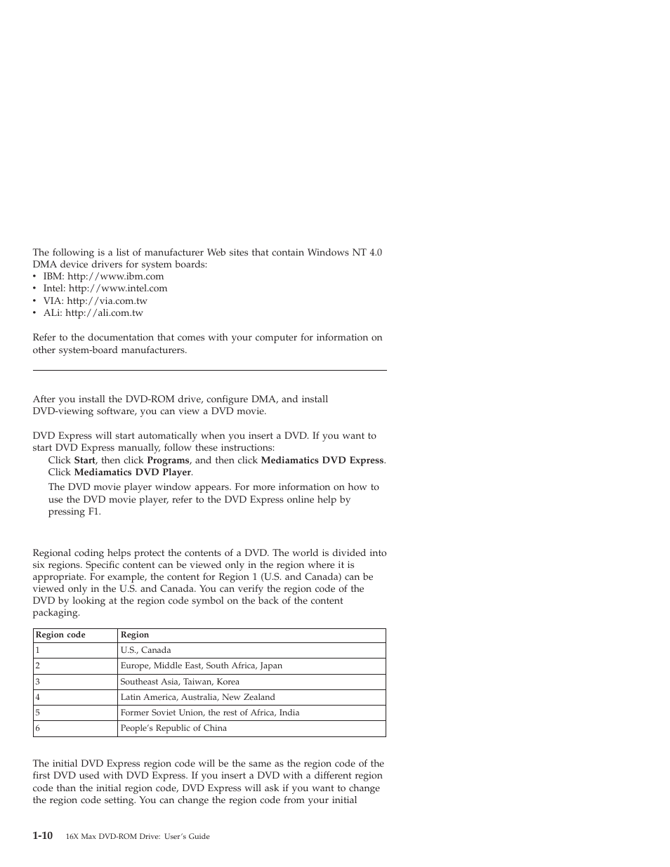 Viewing a dvd movie, Dvd region codes | IBM 10K0001 User Manual | Page 18 / 20