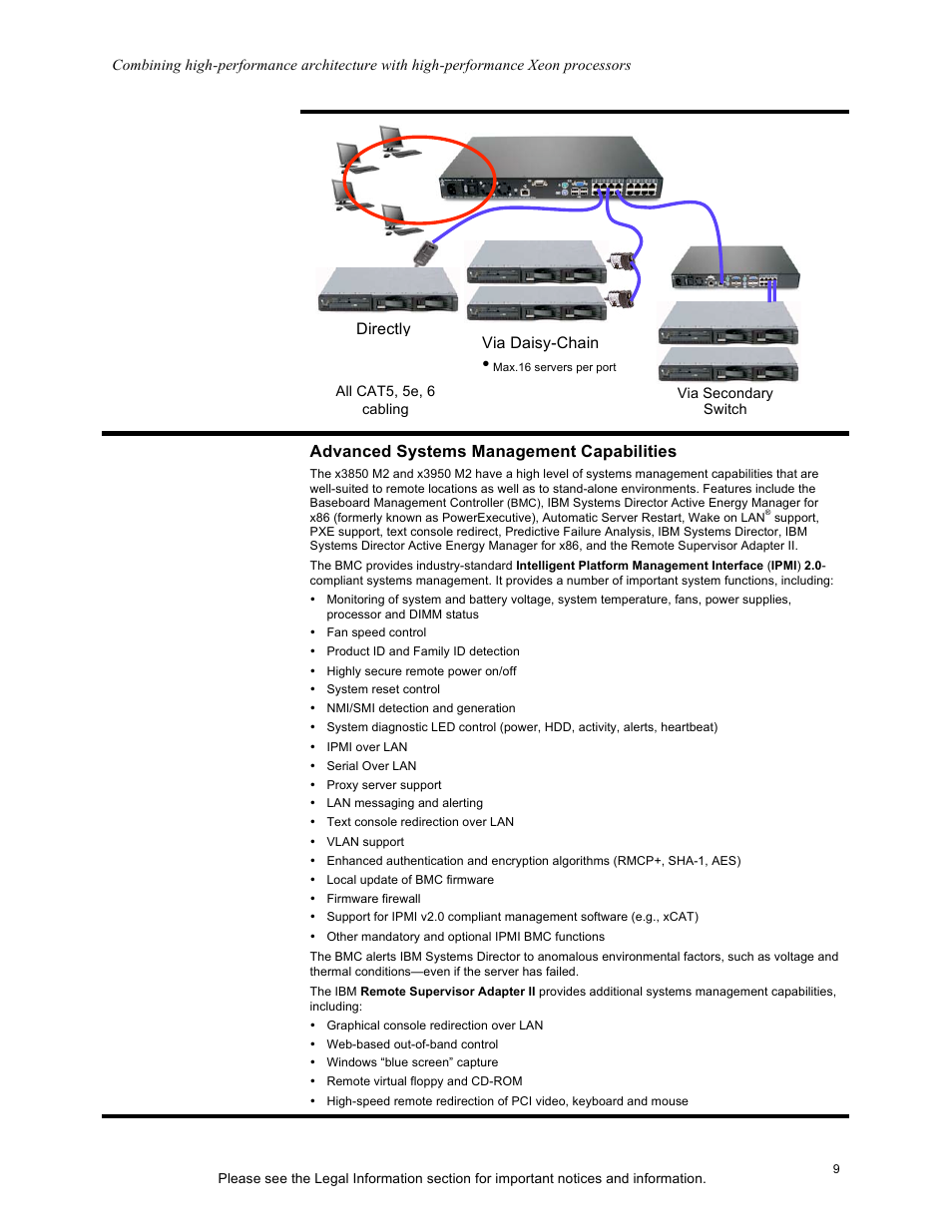 Advanced systems management capabilities, Directly, Via daisy-chain | IBM X3950 M2 User Manual | Page 9 / 19