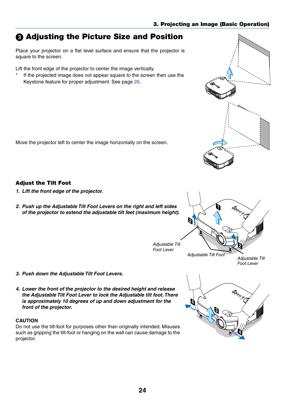 3) adjusting the picture size and position, ᕣ adjusting the picture size and position | IBM VT670 User Manual | Page 31 / 80