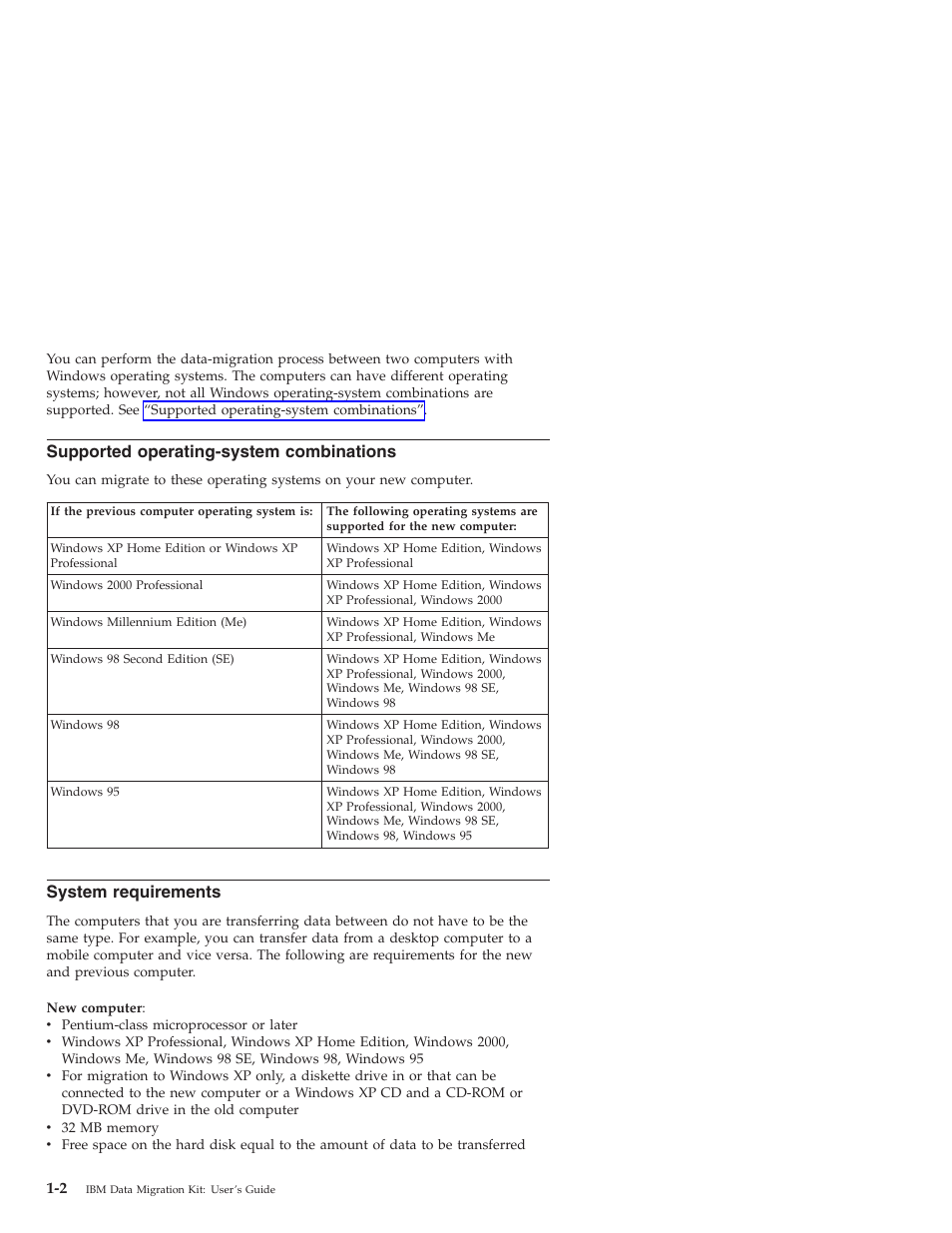 Supported operating-system combinations, System requirements | IBM 31P8128 User Manual | Page 10 / 112