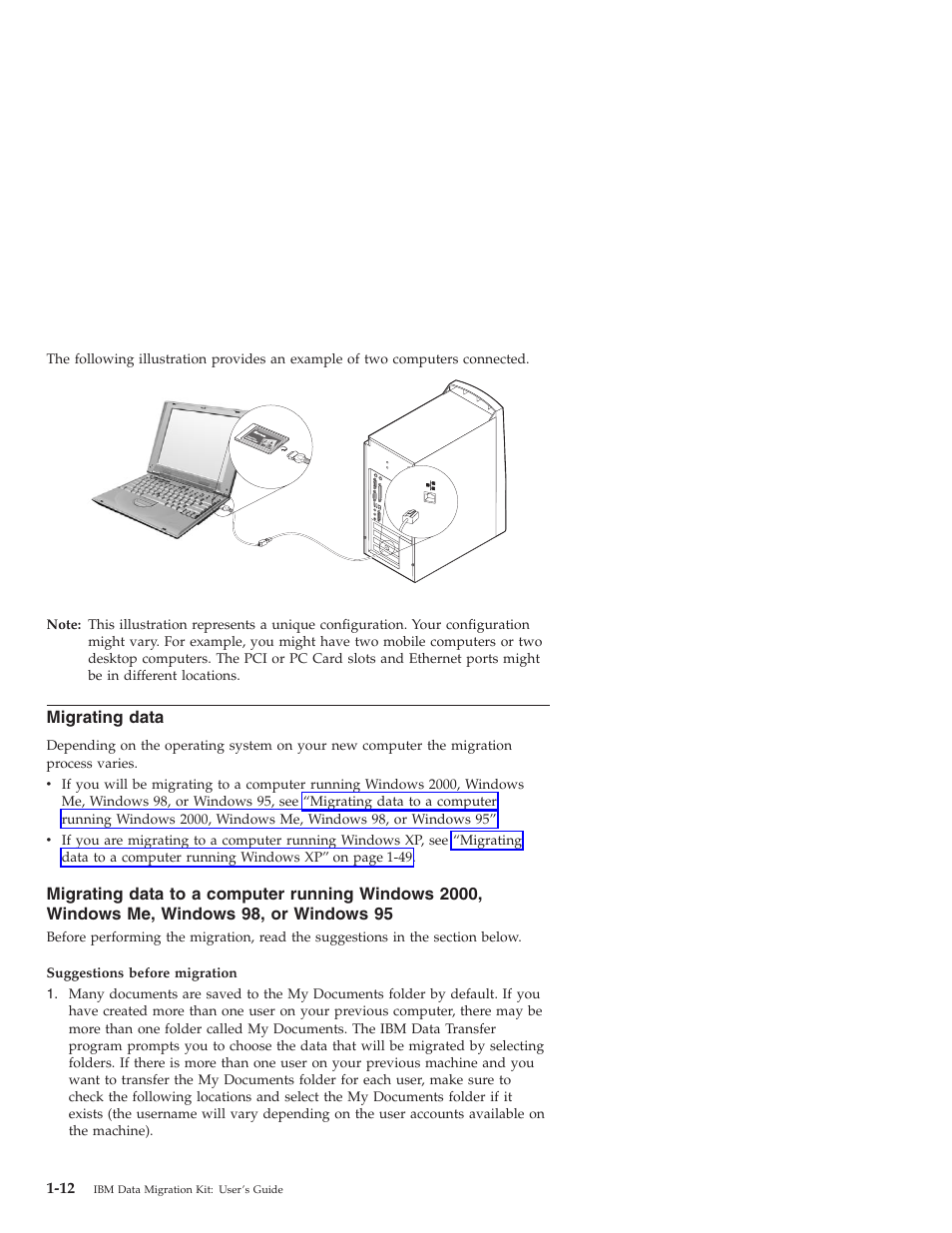 Migrating data, Windows 98, or windows 95 | IBM 31P8128 User Manual | Page 20 / 112