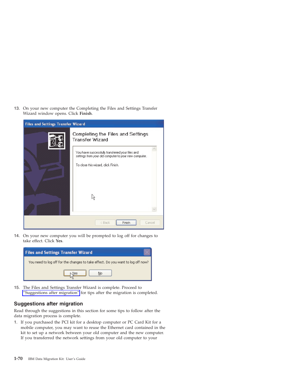 Suggestions after migration | IBM 31P8128 User Manual | Page 78 / 112