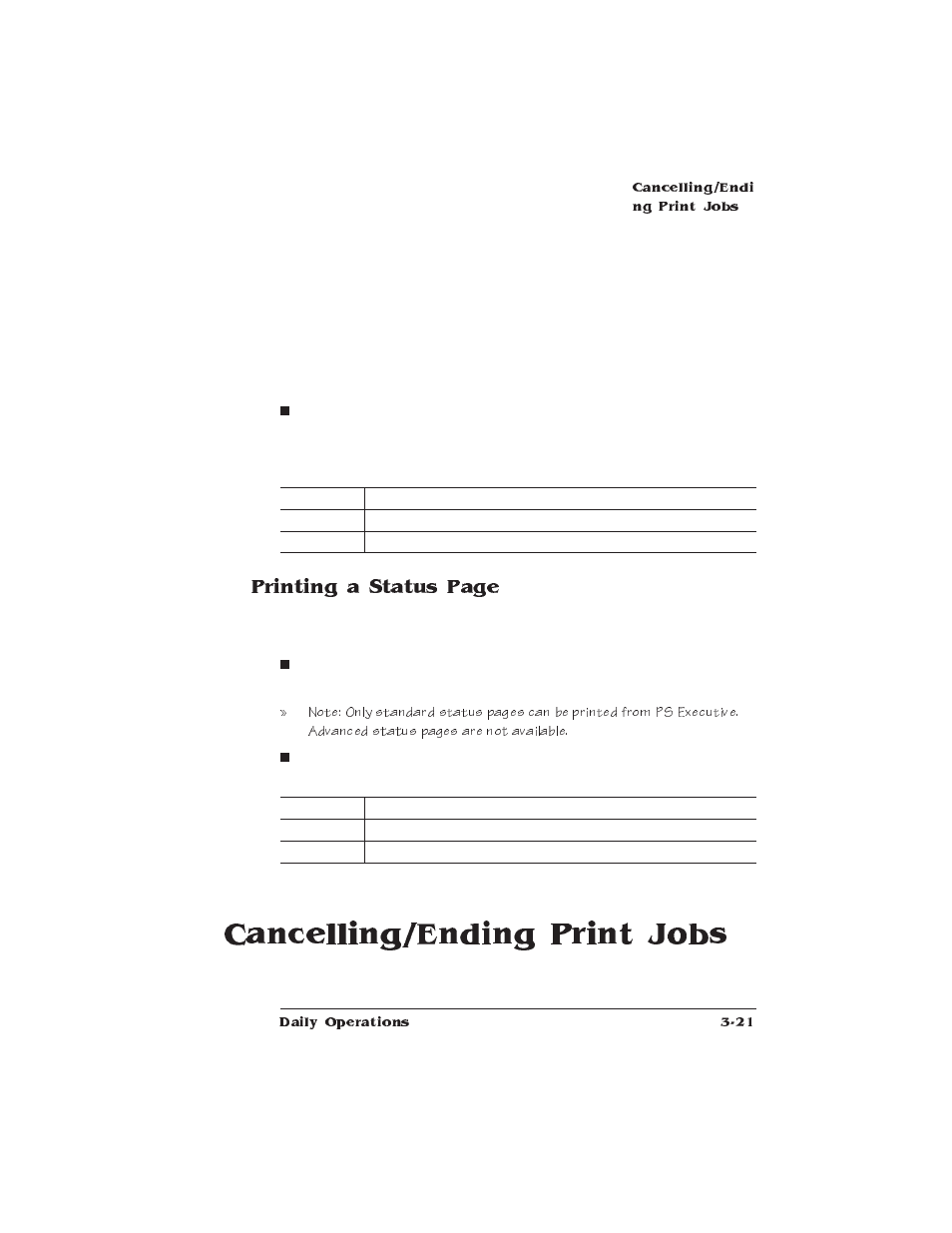 Cancelling/ending print jobs, Printing a status page | IBM 1725 SLS User Manual | Page 123 / 328