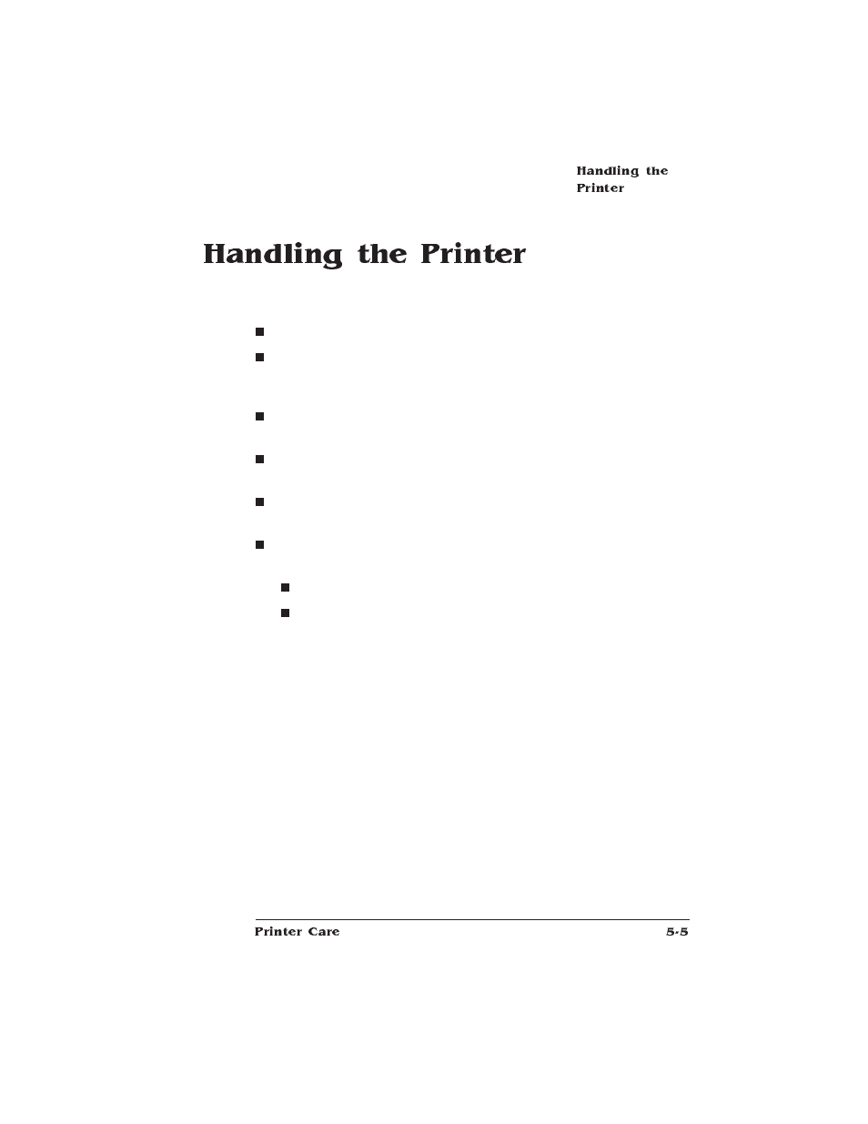 Handling the printer, Printer handling practices | IBM 1725 SLS User Manual | Page 141 / 328