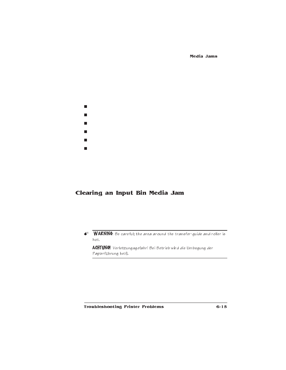 Clearing an input bin media jam | IBM 1725 SLS User Manual | Page 161 / 328